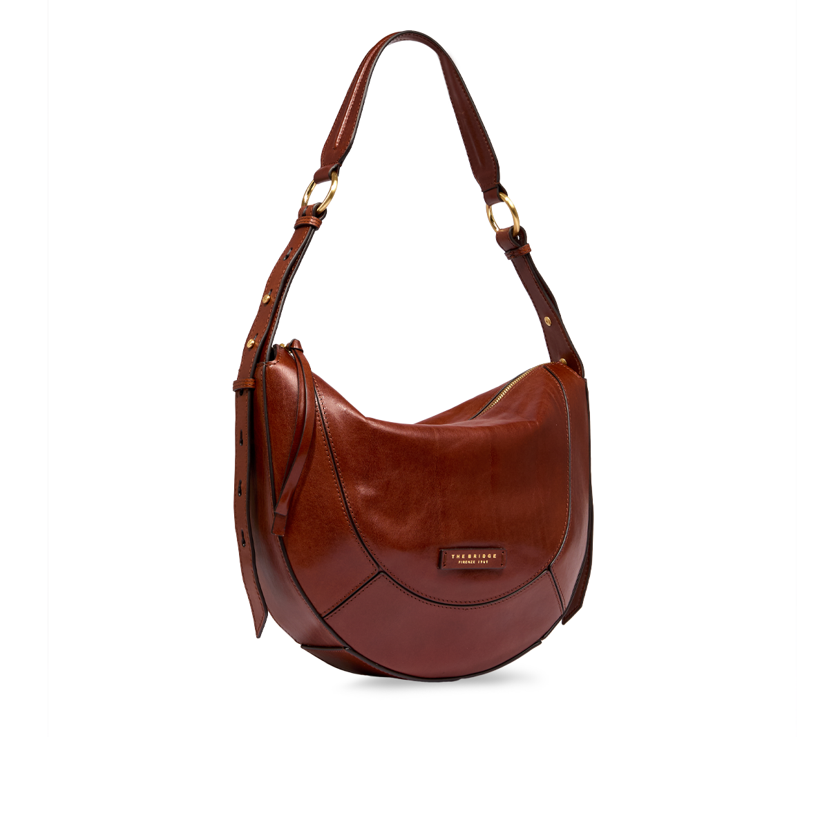 the-bridge-fedora-borsa-tracolla-grande-in-pelle-marrone-oro image 2