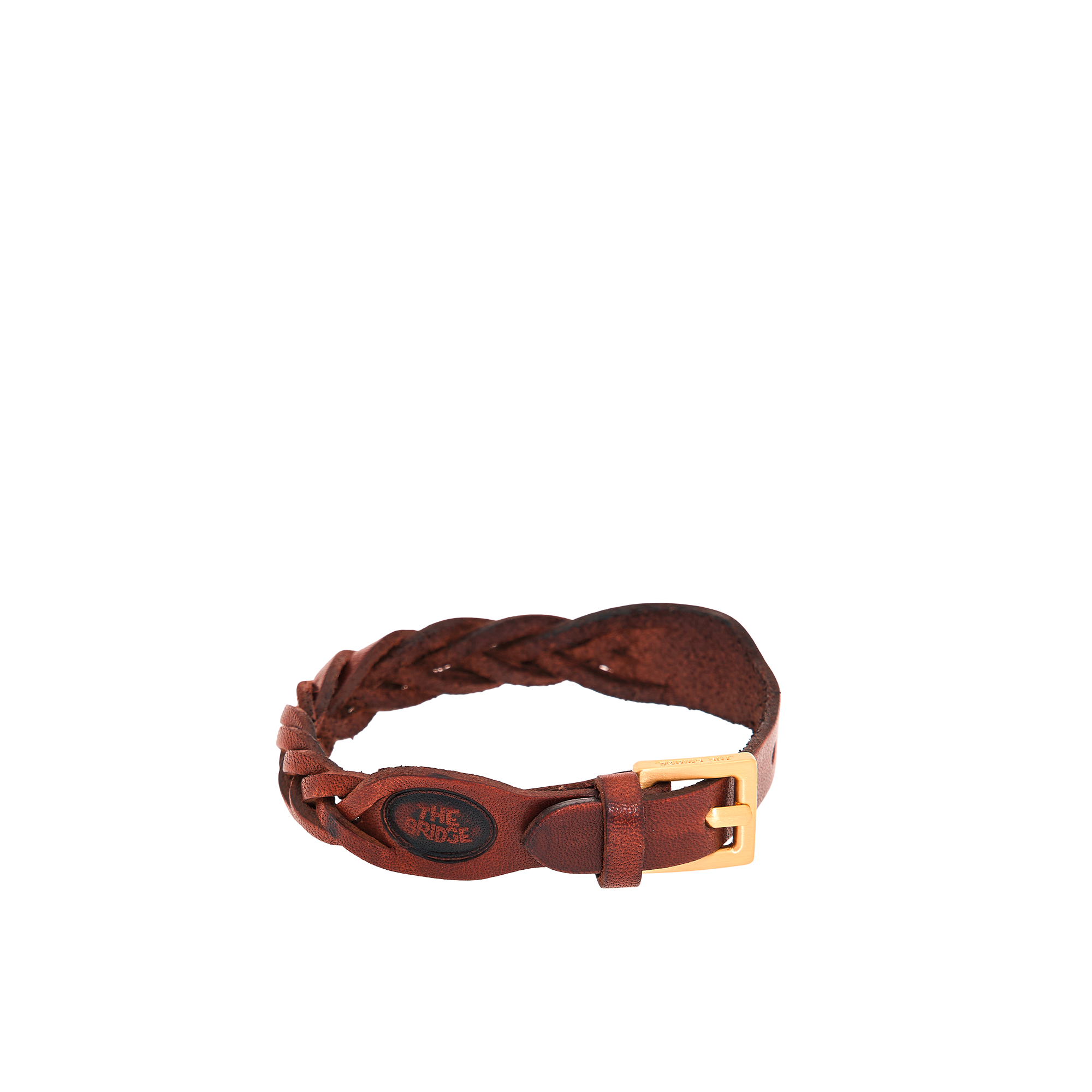 the-bridge-braccialetto-in-pelle-bovina-intrecciata-marrone-oro-unisex image 1
