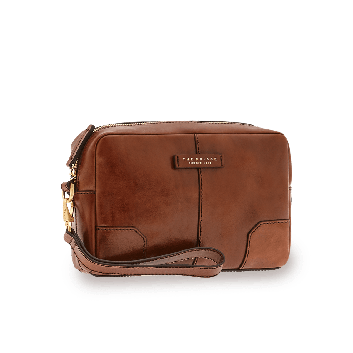 the-bridge-borsello-uomo-in-pelle-marrone-oro-una-zip-compatto image 1