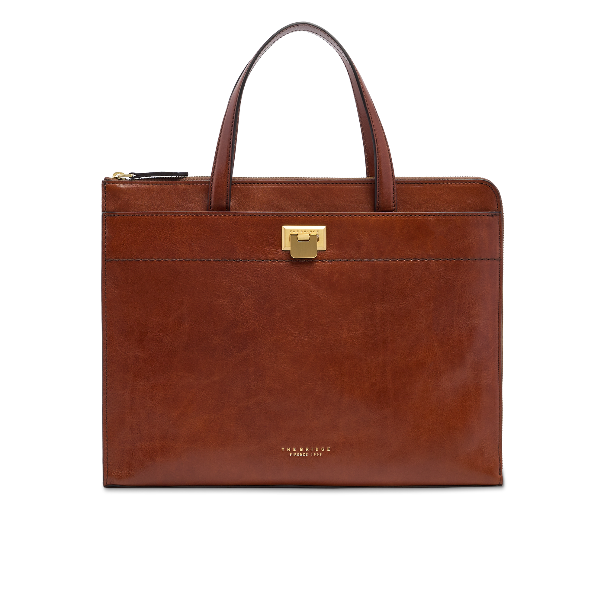 the-bridge-leila-cartella-in-pelle-donna-porta-pc-marrone-oro image 1