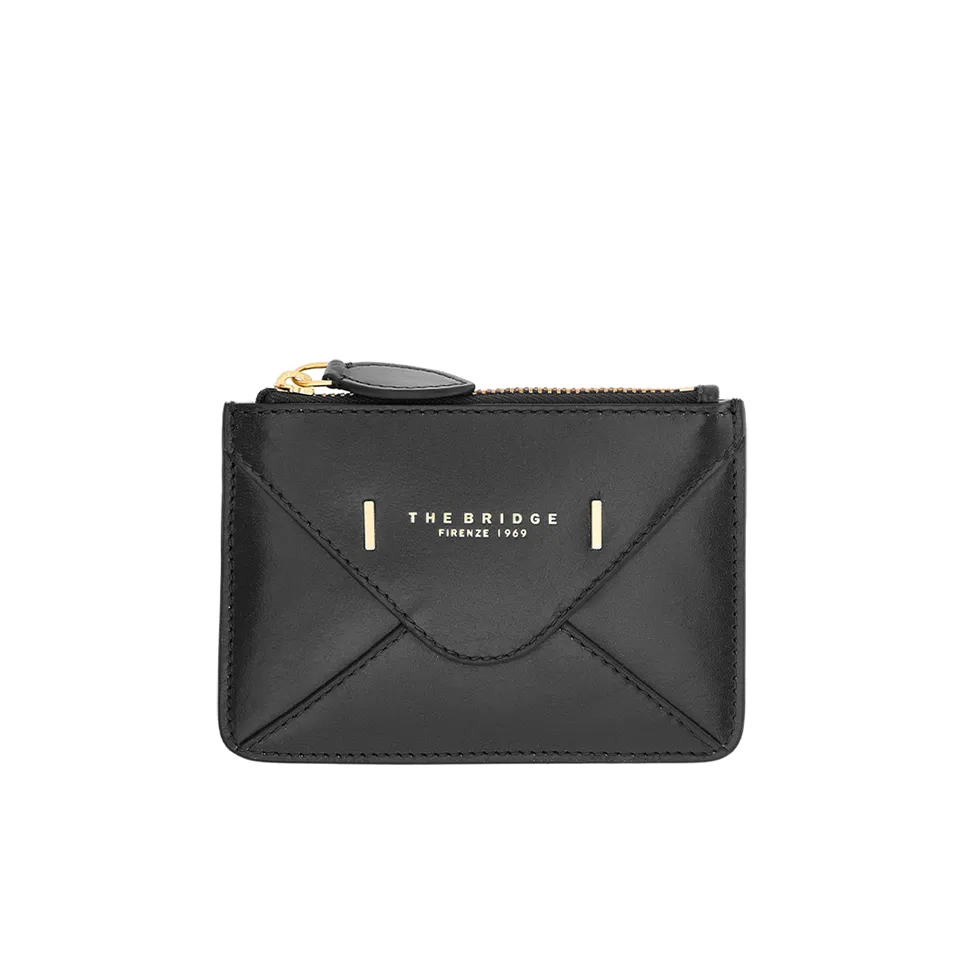 the-bridge-frida-portacarte-in-pelle-compatto-con-zip-nero-oro image 1