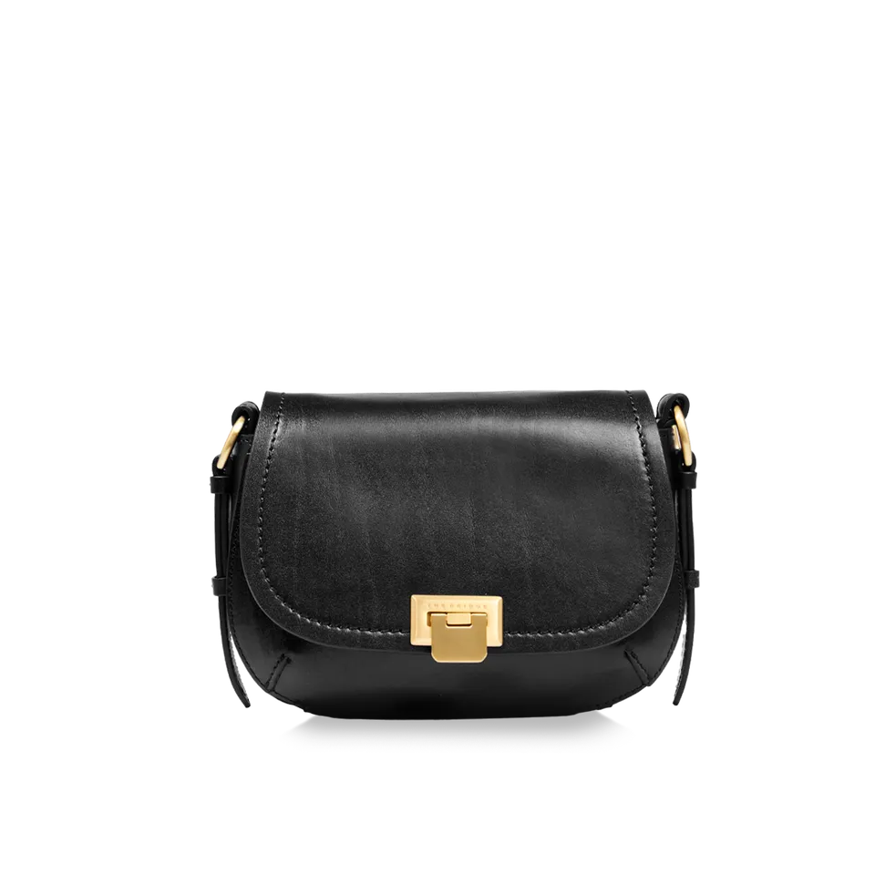 the-bridge-borsa-tracolla-in-pelle-federica-nero-oro image 1
