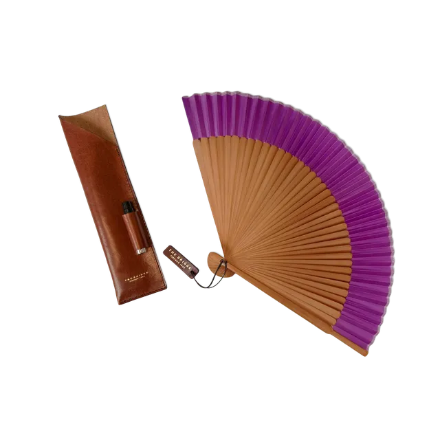 the-bridge-set-ventaglio-con-custodia-in-pelle-malva-oro-unisex image 1