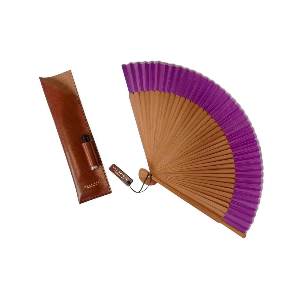 the-bridge-set-ventaglio-con-custodia-in-pelle-malva-oro-unisex image 1