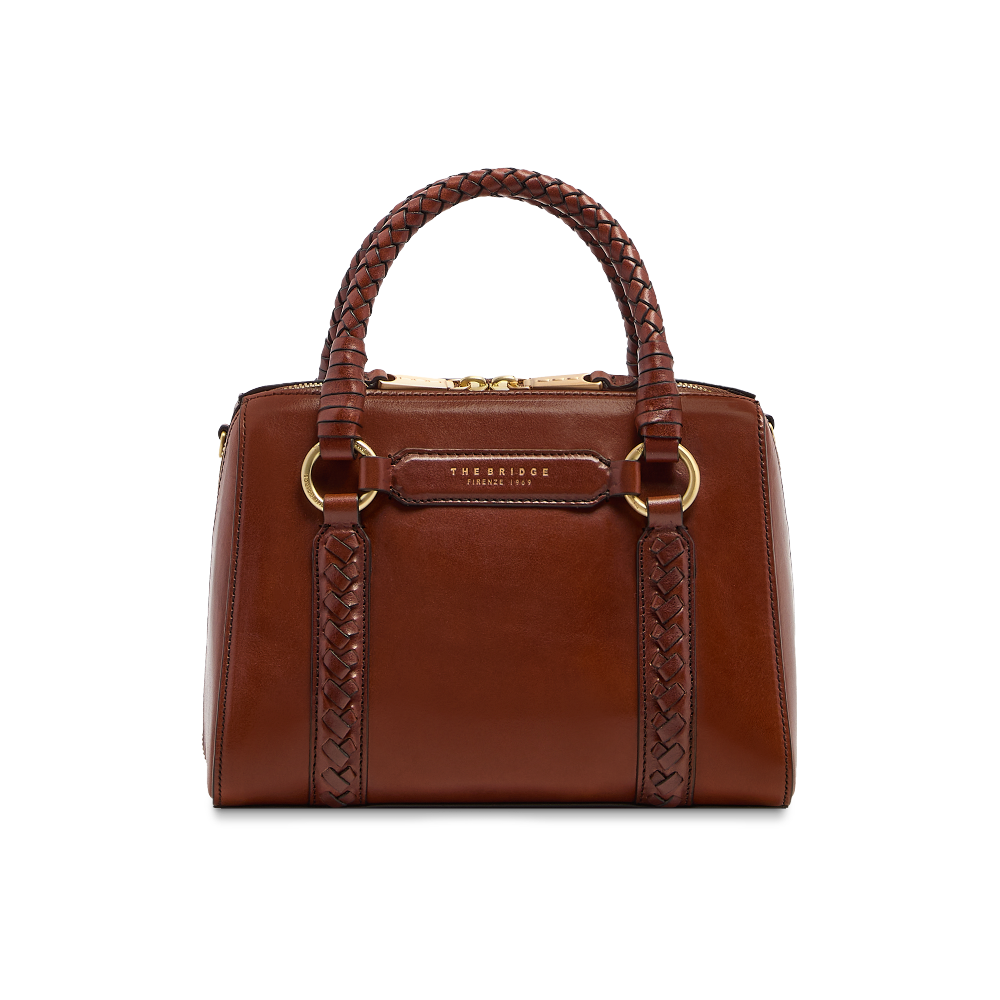 the-bridge-laura-wow-borsa-a-mano-in-pelle-marrone-oro-con-tracolla-removibile image 1