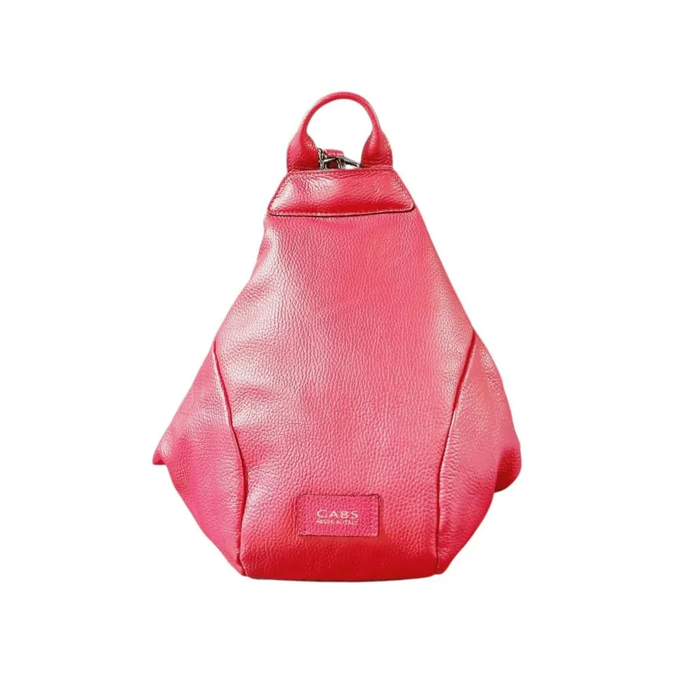 gabs-lolita-zaino-donna-in-pelle-rosso-corallo-con-design-geometrico-e-zip image 1