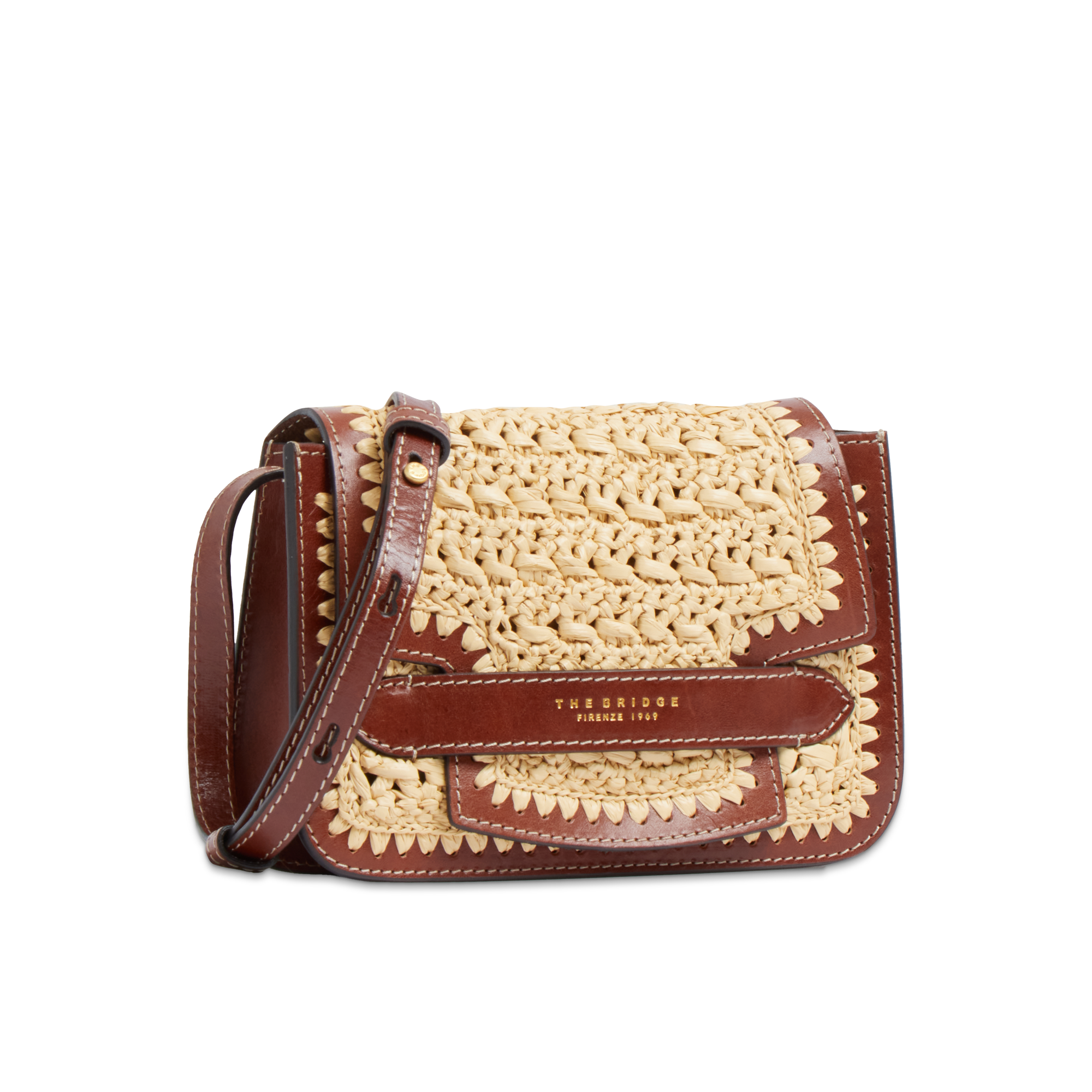 the-bridge-lucrezia-wow-borsa-tracolla-donna-in-pelle-e-rafia-marrone-oro image 2