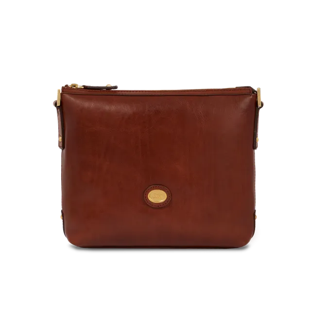 the-bridge-story-borsa-tracolla-donna-in-pelle-marrone-oro-con-zip image 1