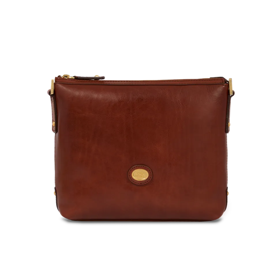 the-bridge-story-borsa-tracolla-donna-in-pelle-marrone-oro-con-zip image 1