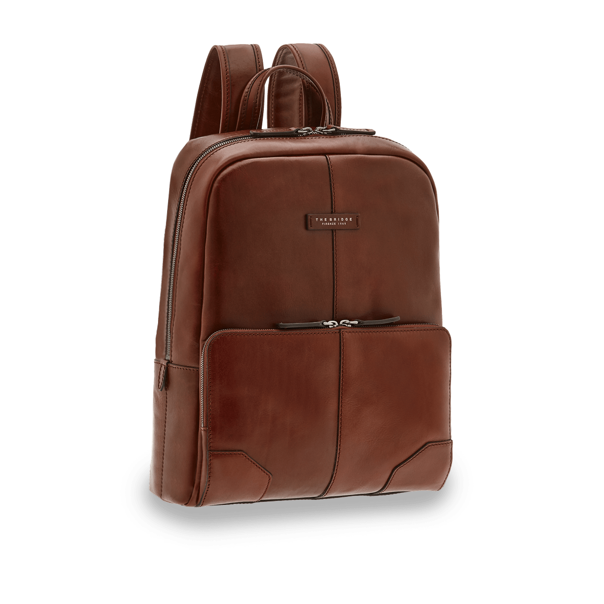 the-bridge-zaino-in-pelle-uomo-porta-pc-una-zip-marrone-oro image 1