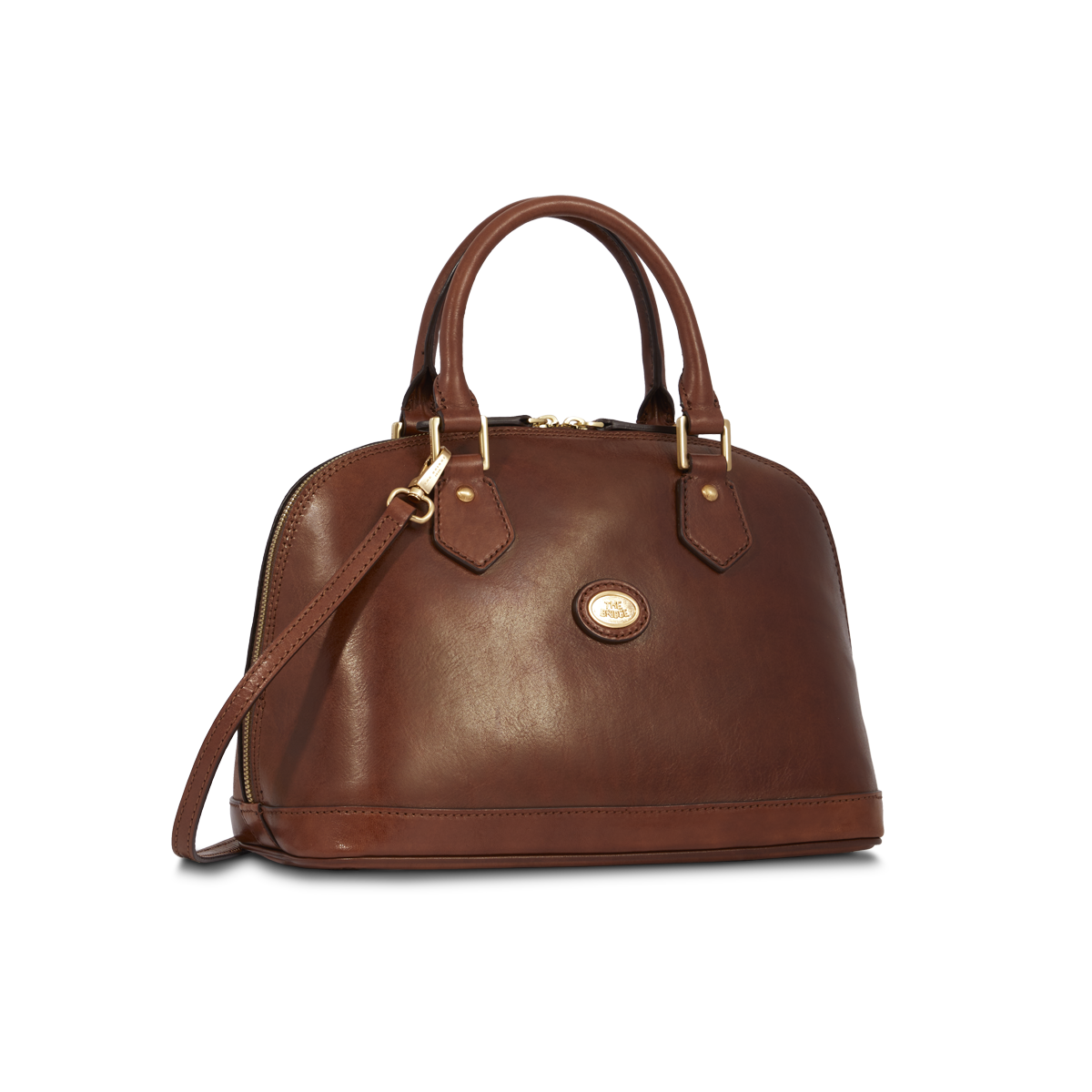 the-bridge-borsa-shopper-in-pelle-da-donna-con-zip-grande-marrone-oro image 2