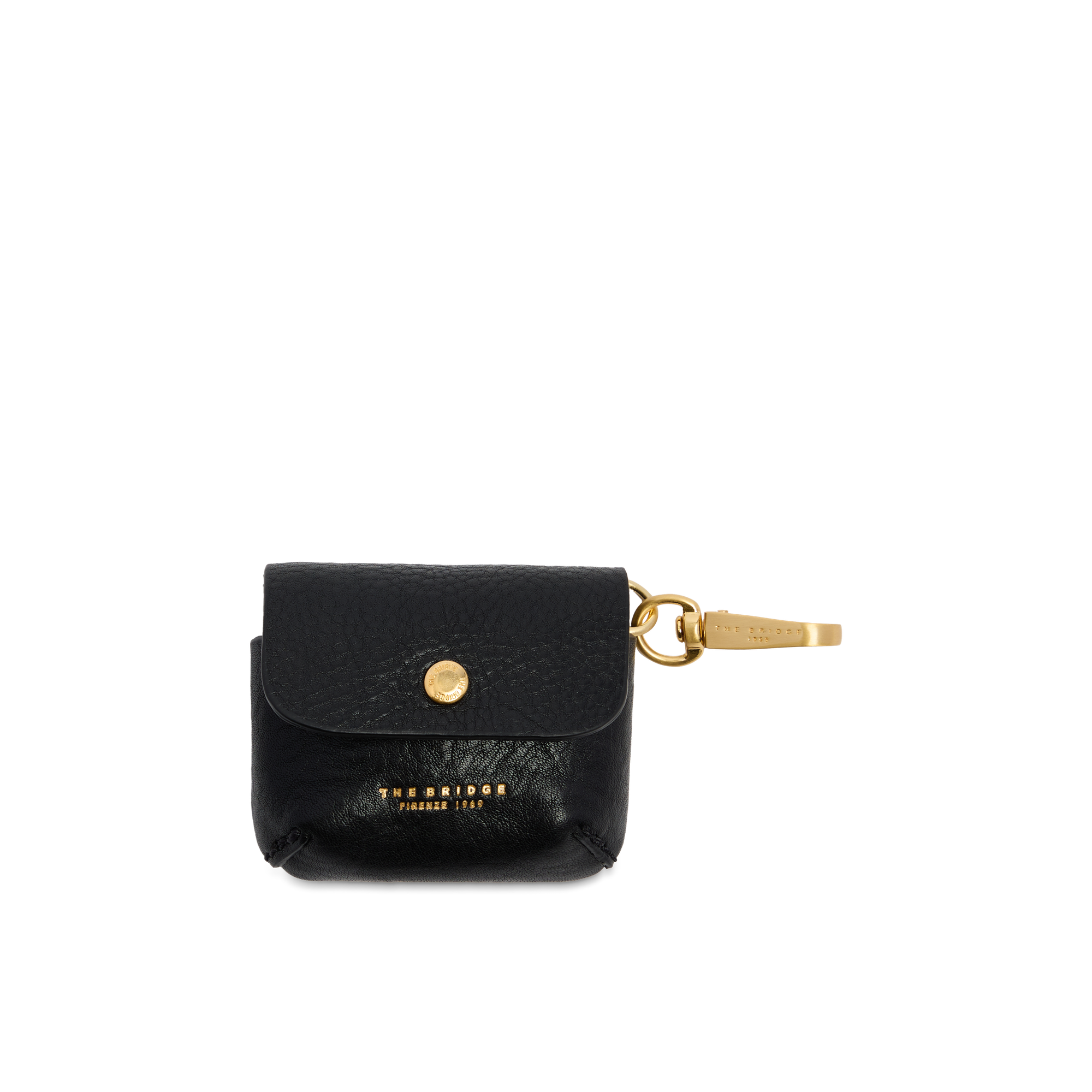 the-bridge-custodia-airpods-in-pelle-nera-oro-uomo-donna image 1