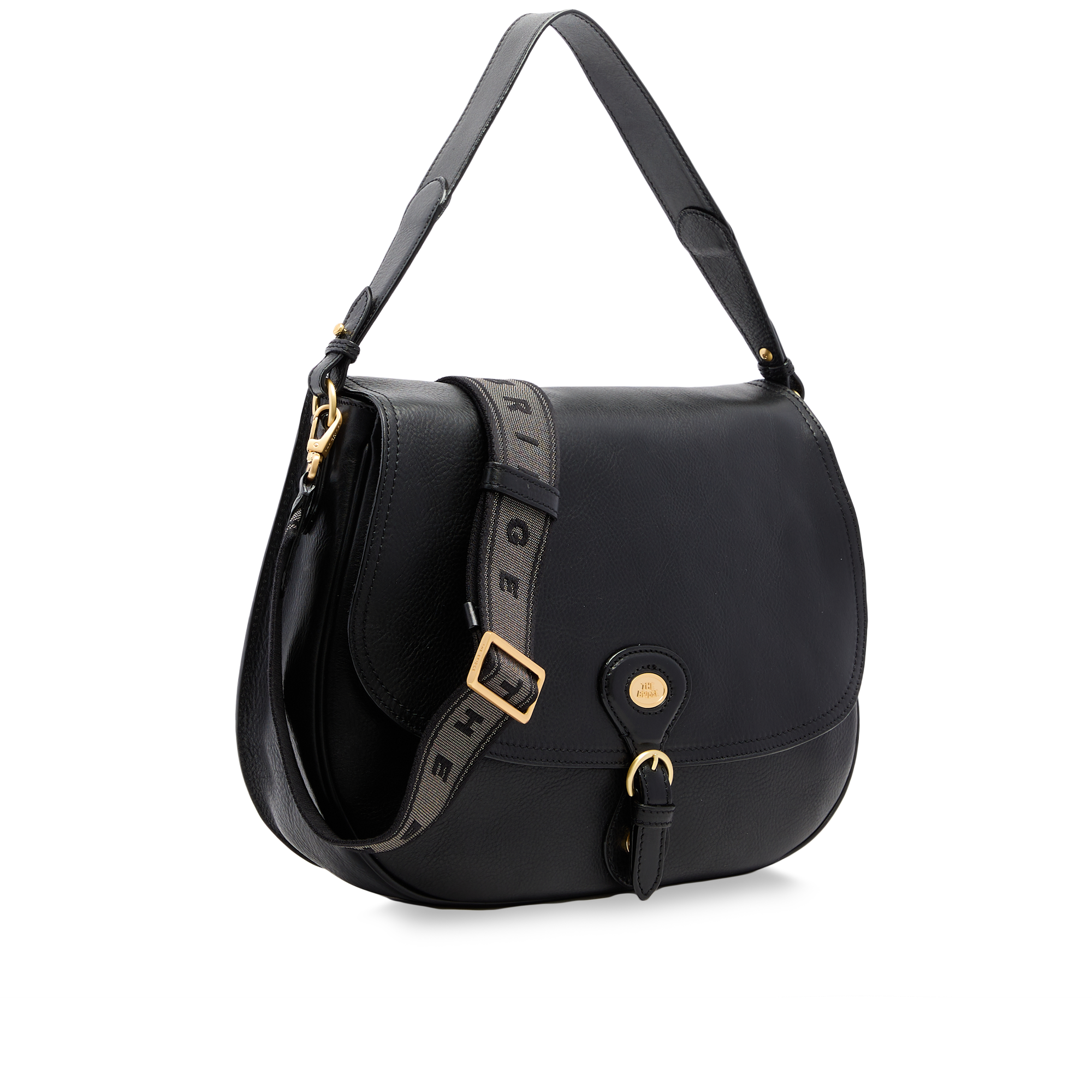 the-bridge-isadora-borsa-a-spalla-in-pelle-grande-con-patta-frontale-nero-oro image 2