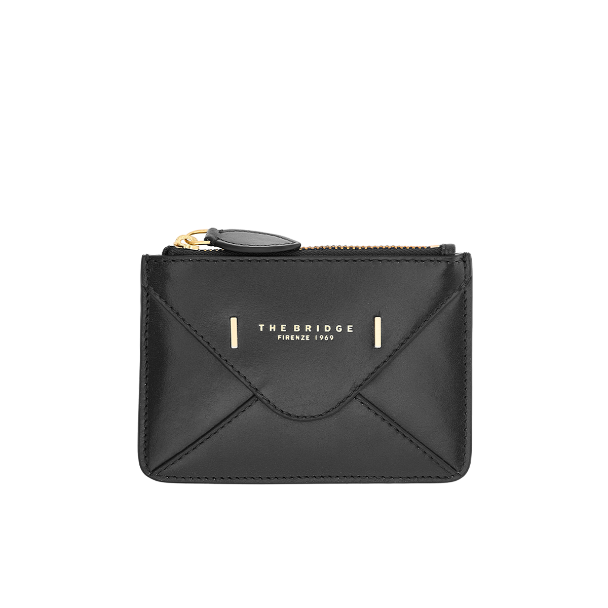 the-bridge-frida-portacarte-in-pelle-compatto-con-zip-nero-oro image 1