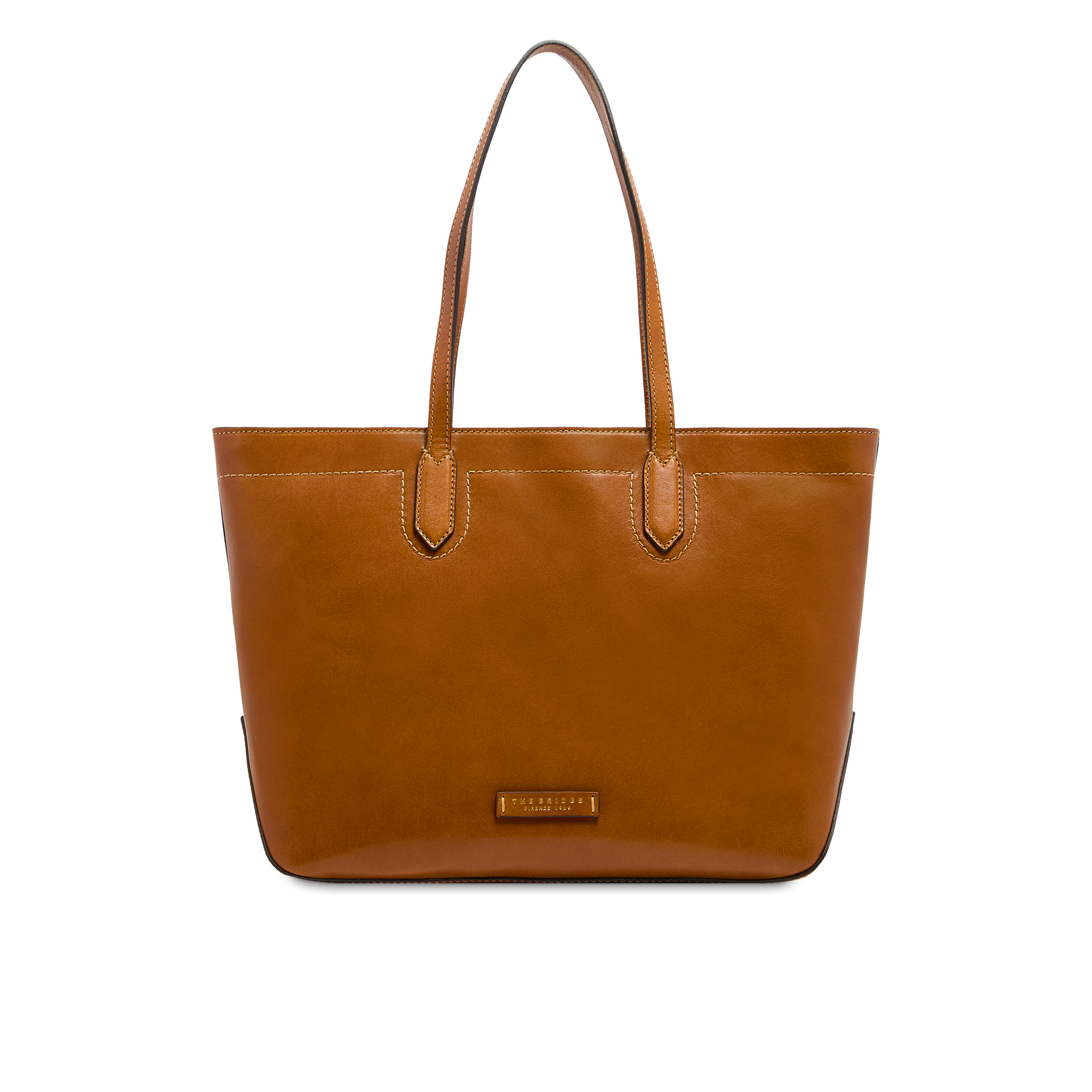 the-bridge-larissa-borsa-shopper-donna-pelle-cognac-oro image 1