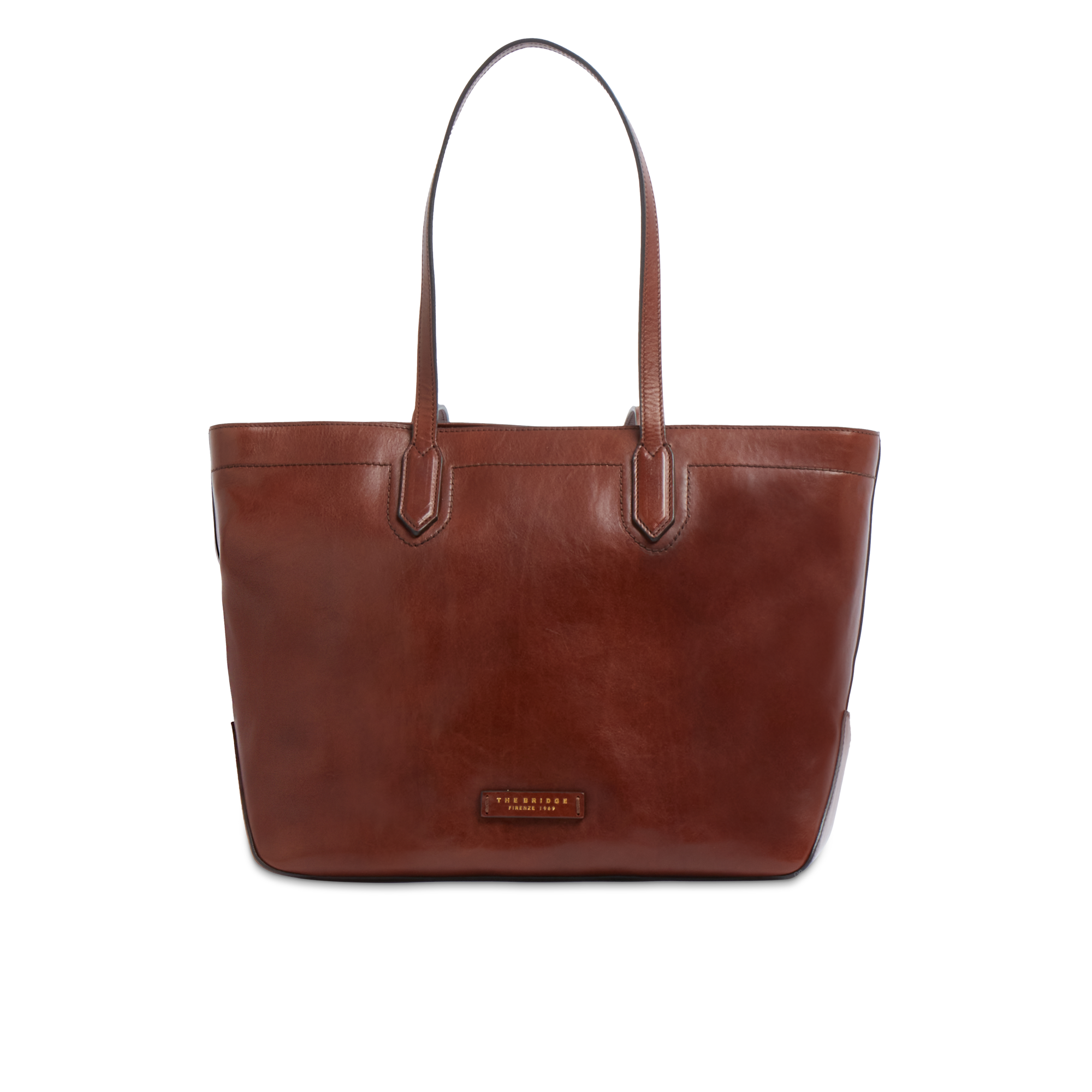 the-bridge-larissa-borsa-shopper-in-pelle-bovina-marrone-oro image 1