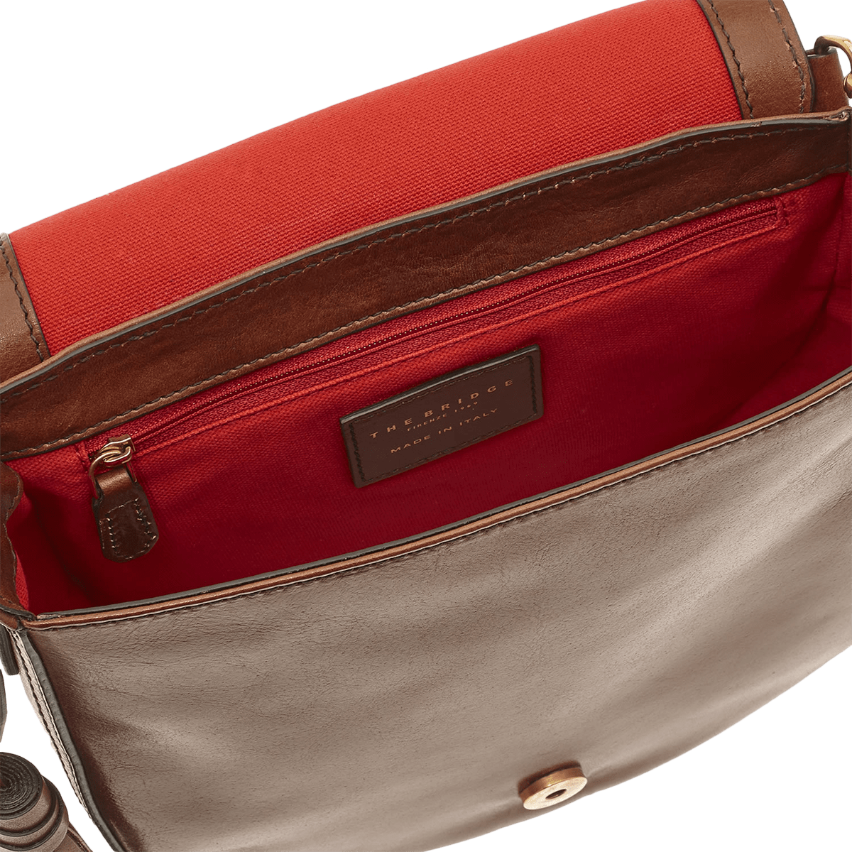 the-bridge-double-function-borsa-tracolla-pelle-marrone-oro-con-manico-removibil image 2
