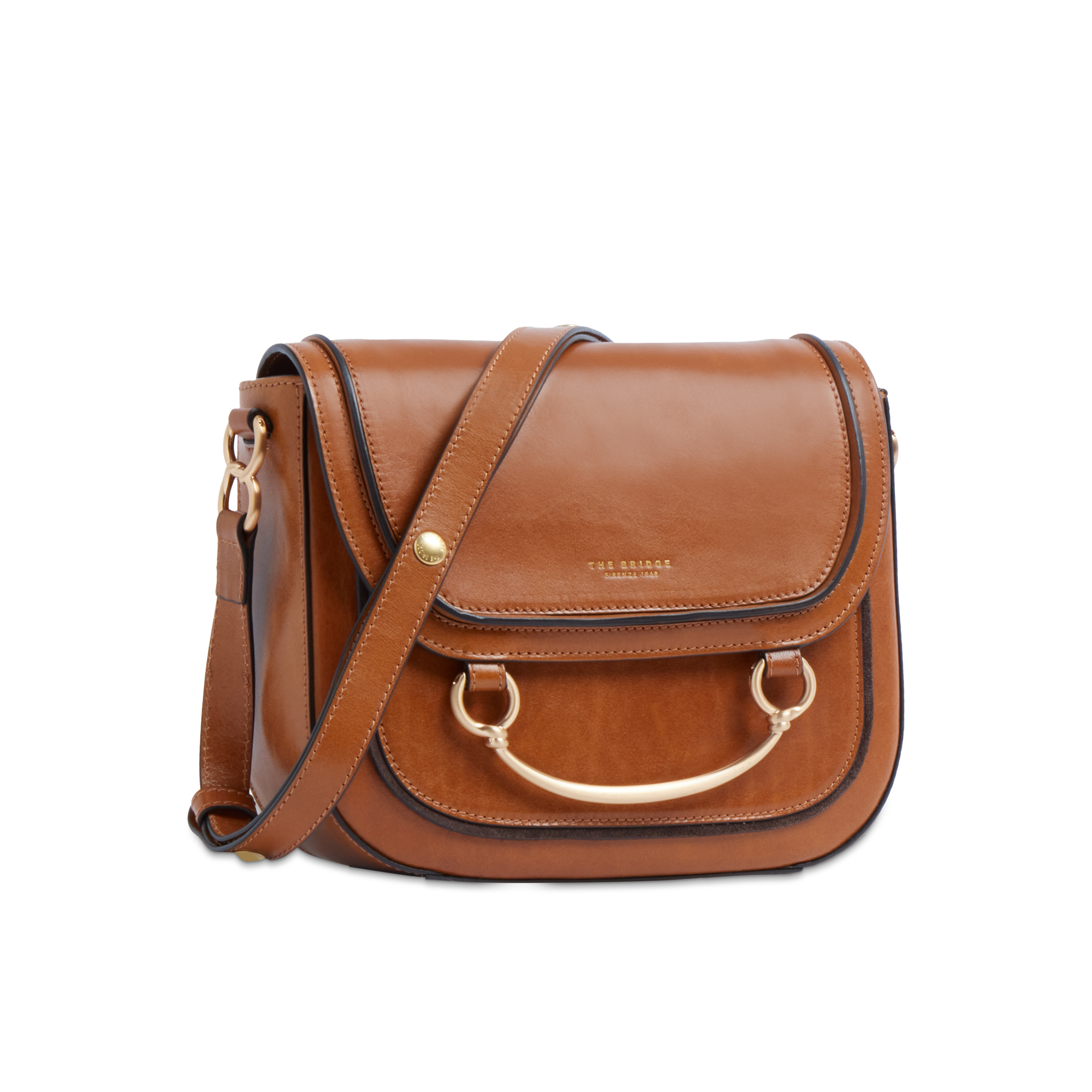 the-bridge-luce-borsa-in-pelle-donna-con-tracolla-cognac-oro image 2