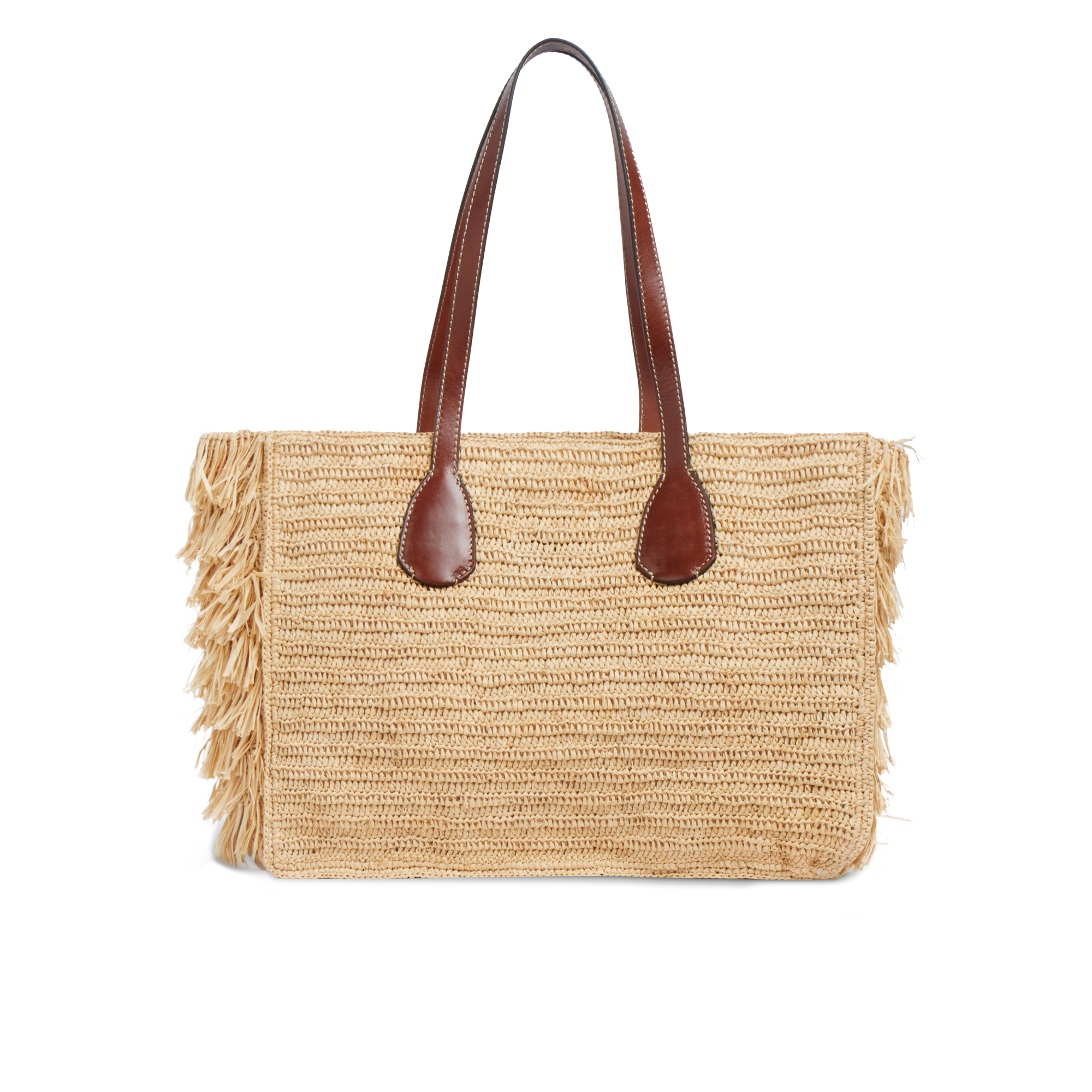 the-bridge-luna-shopper-in-pelle-e-rafia-marrone-con-oro image 3