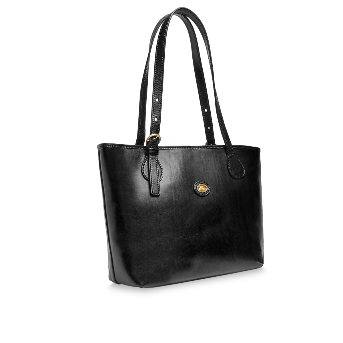 the-bridge-borsa-shopper-donna-in-pelle-bovina-con-zip-nero-oro image 2