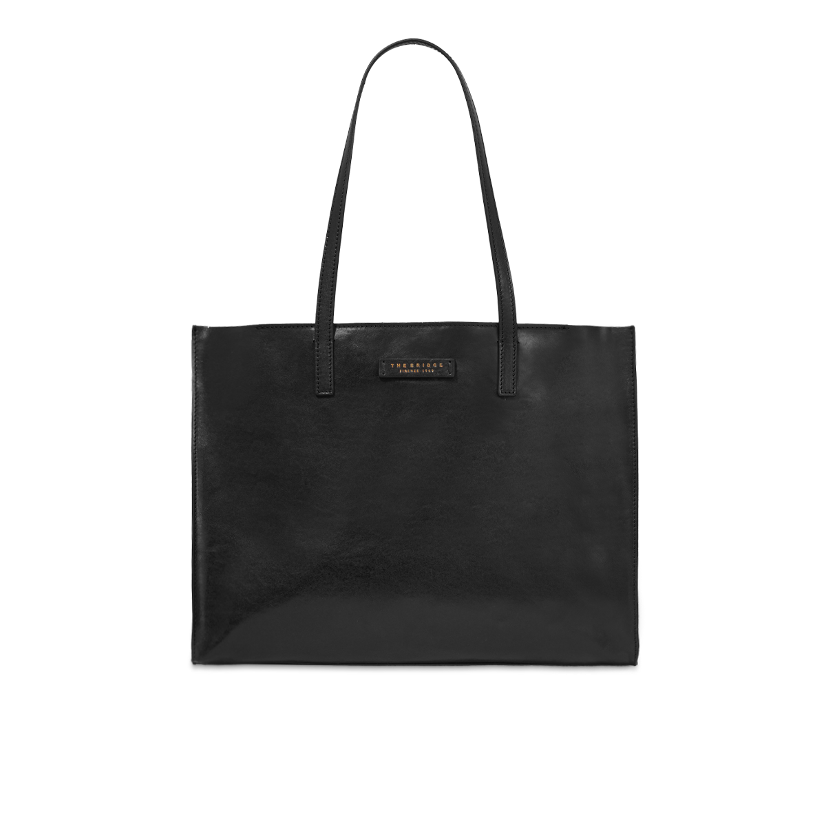 the-bridge-mirra-borsa-shopper-in-pelle-donna-nero-oro image 1