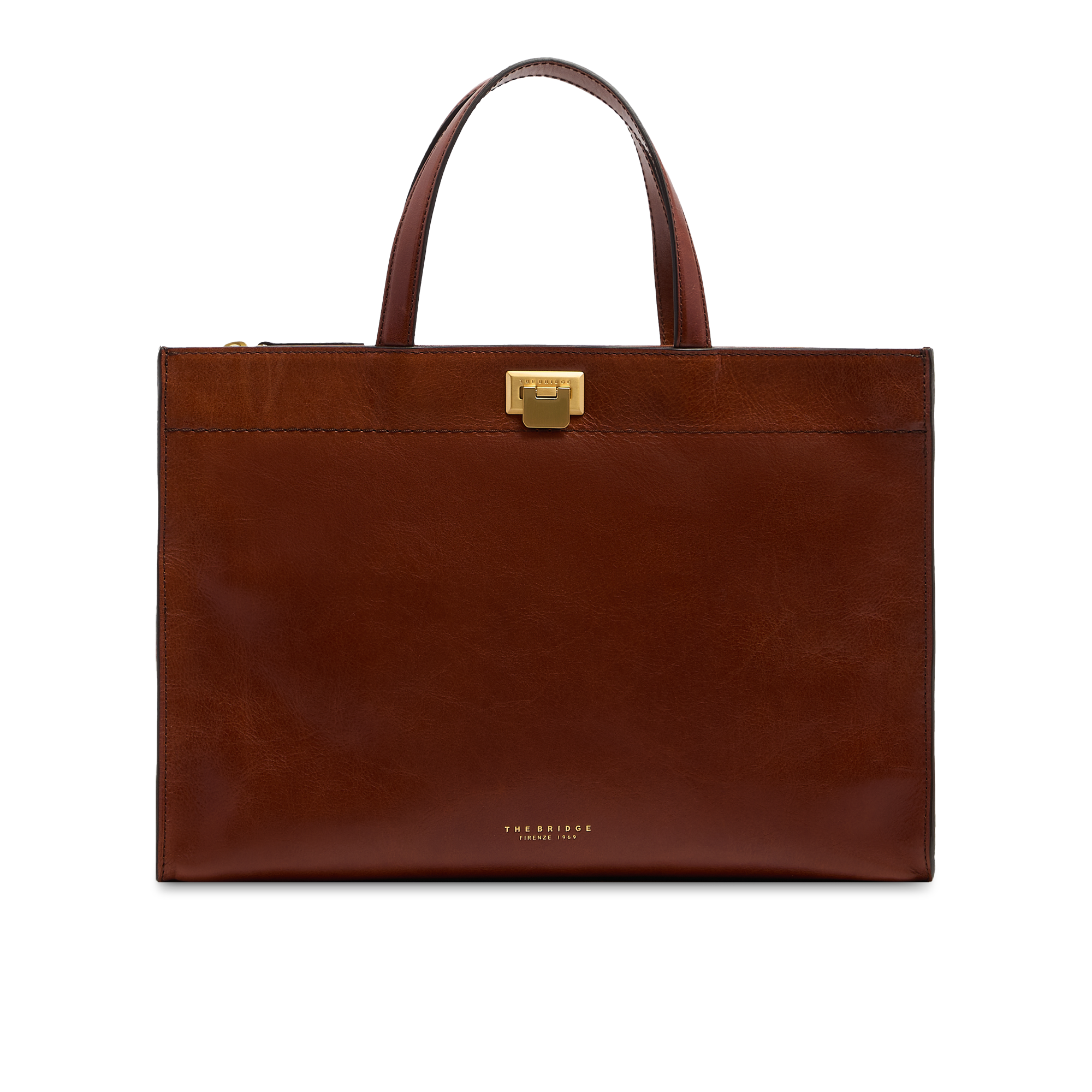 the-bridge-leila-borsa-a-mano-in-pelle-con-tracolla-removibile-marrone-oro image 1
