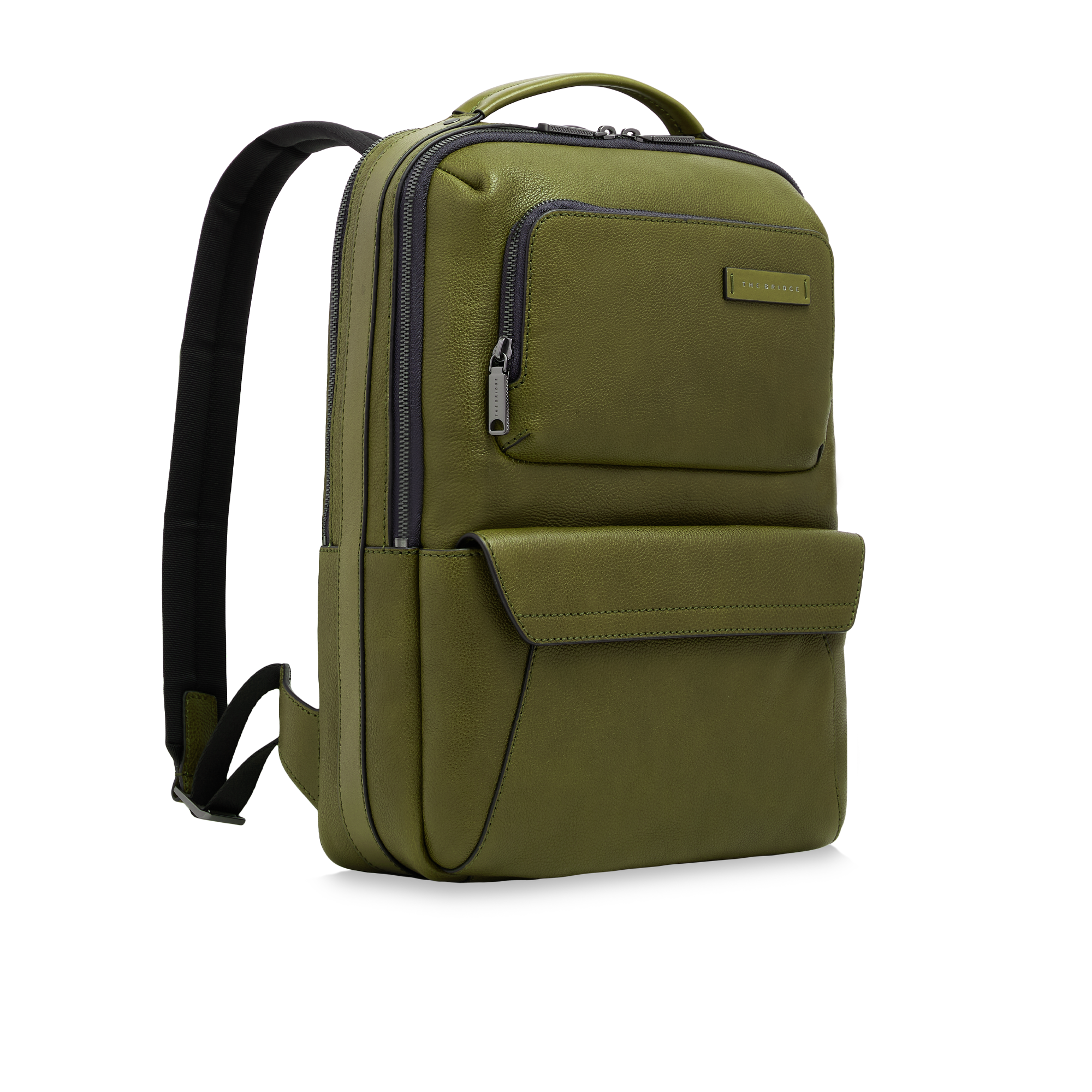 the-bridge-zaino-uomo-in-pelle-con-tasche-frontali-zip image 2