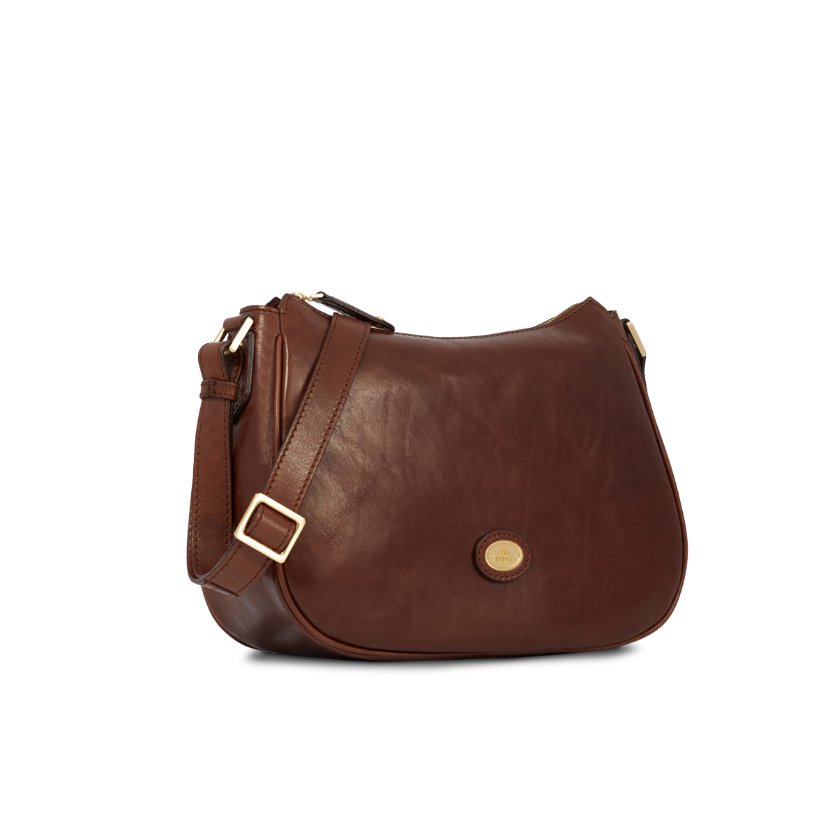 the-bridge-borsa-donna-in-pelle-con-tracolla-e-zip-marrone-oro image 2