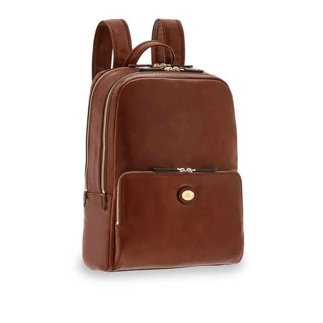 the-bridge-zaino-uomo-in-pelle-porta-pc-due-zip-marrone-oro image 1