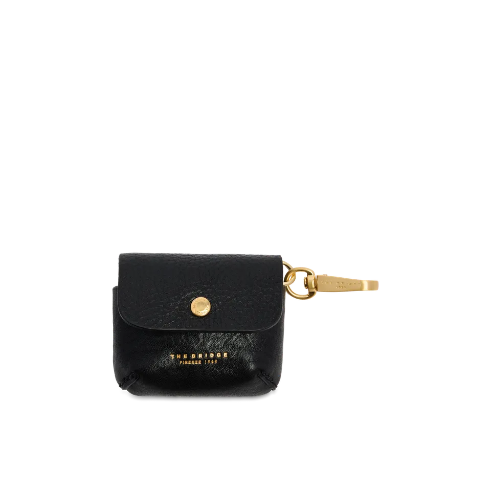 the-bridge-custodia-airpods-in-pelle-nera-oro-uomo-donna image 1