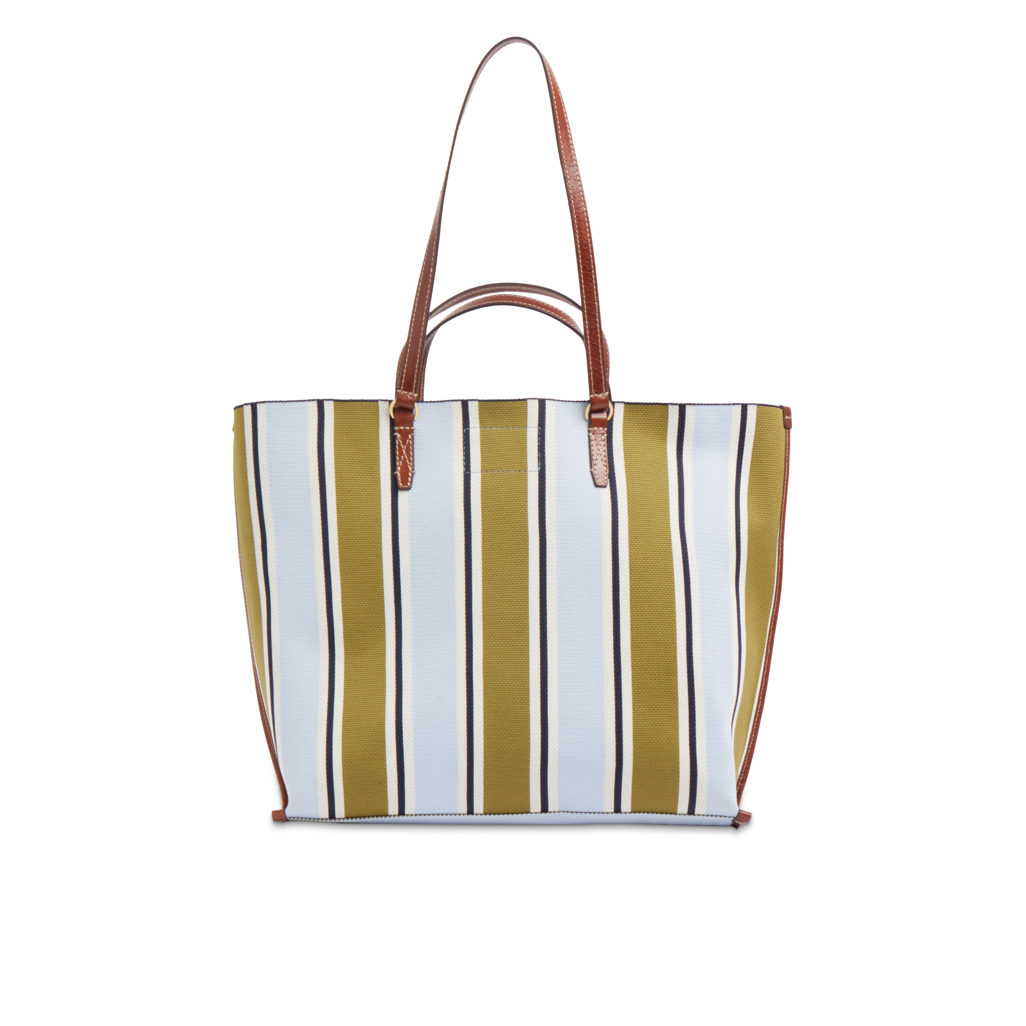 the-bridge-luna-ss26-shopper-donna-in-pelle-e-tessuto-riga-multicolor-marrone image 3