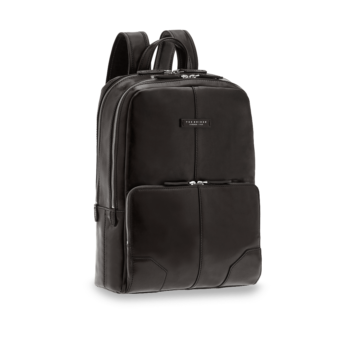 the-bridge-zaino-in-pelle-porta-pc-uomo-due-zip-nero-rutenio image 1