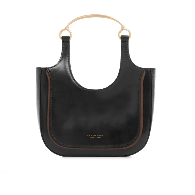 the-bridge-luce-borsa-hobo-mini-in-pelle-nera-oro-con-manico-gioiello image 1