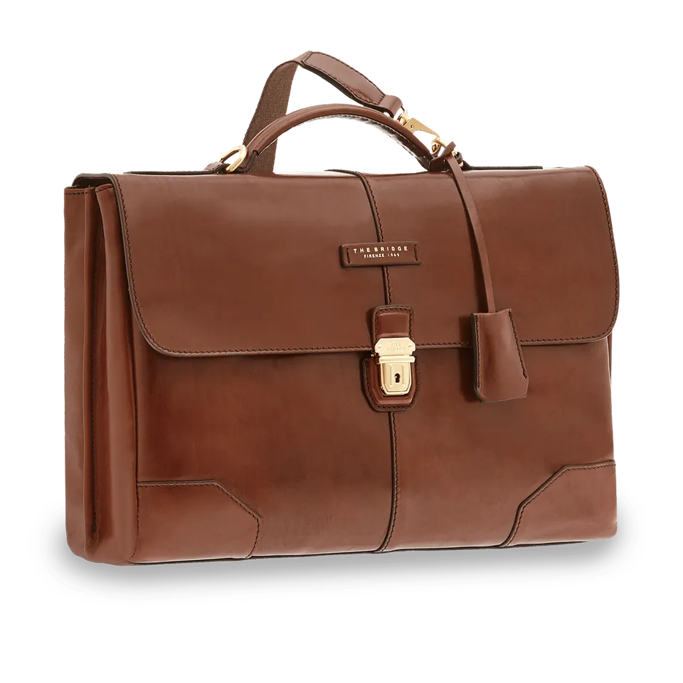 the-bridge-cartella-uomo-in-pelle-porta-pc-con-tracolla-marrone-oro-3 image 1