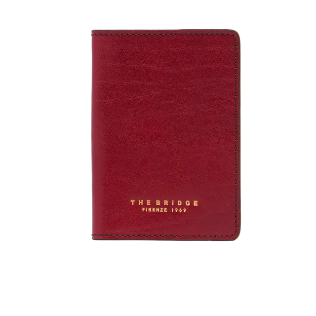 the-bridge-porta-passaporto-in-pelle-rosso-ribes-oro image 1