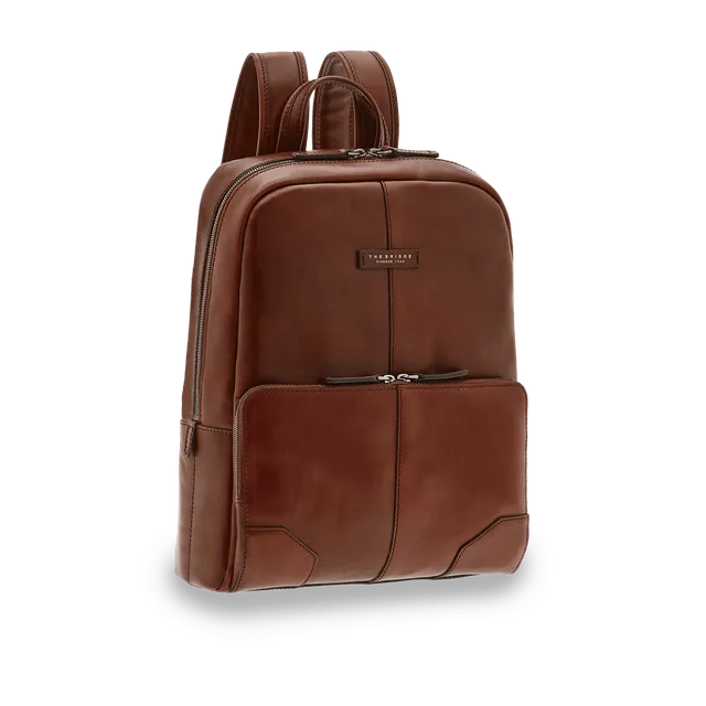 the-bridge-zaino-in-pelle-uomo-porta-pc-una-zip-marrone-oro image 1