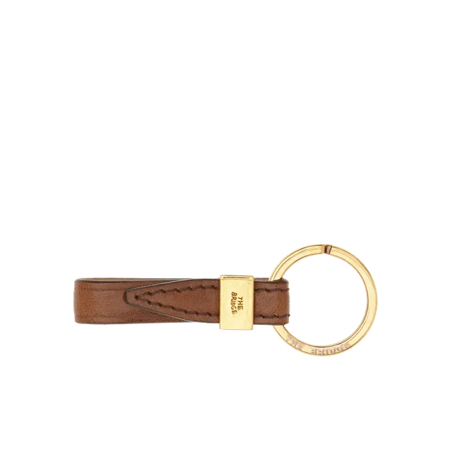 the-bridge-portachiavi-uomo-in-pelle-marrone-oro-con-anello-2 image 1