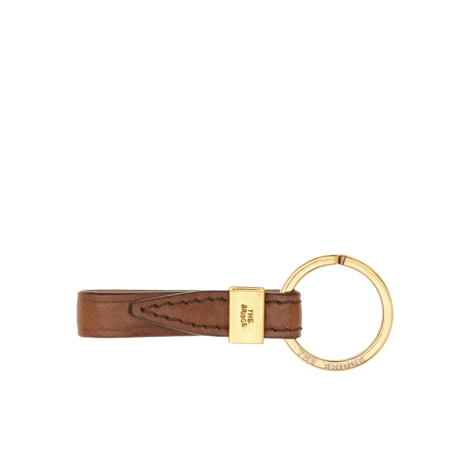 the-bridge-portachiavi-uomo-in-pelle-marrone-oro-con-anello-2 image 1