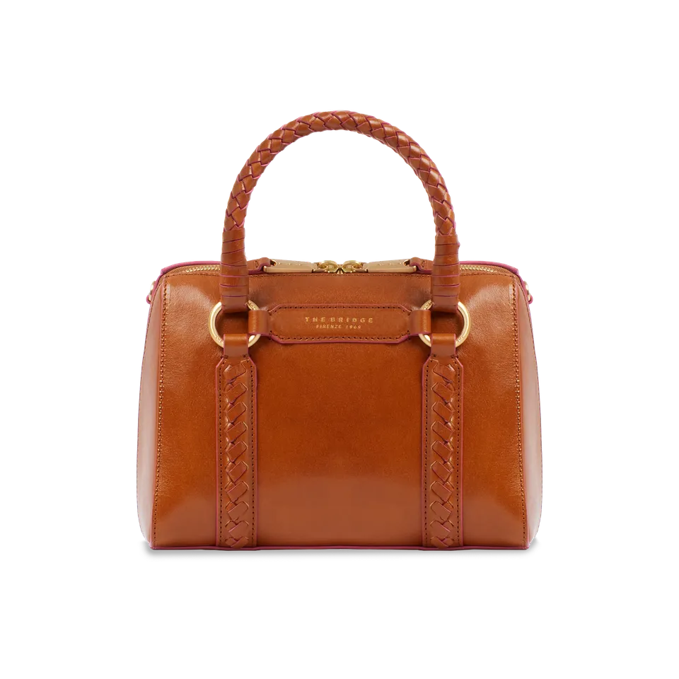 the-bridge-laura-wow-borsa-a-mano-in-pelle-con-tracolla-removibile-cognac-oro-do image 1