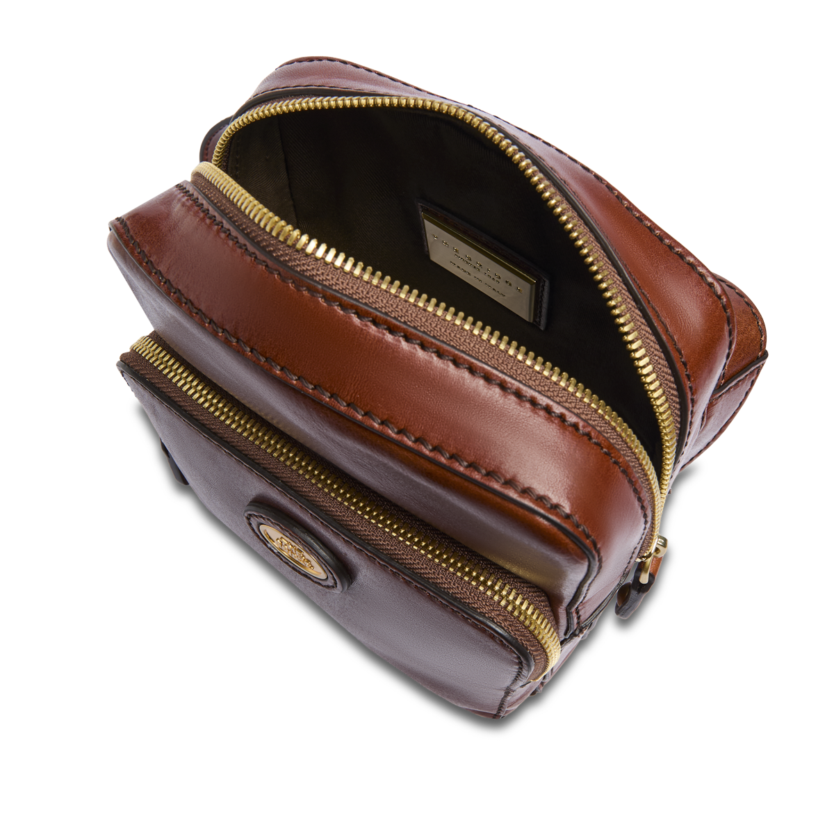 the-bridge-story-uomo-tracolla-in-pelle-bovina-con-zip-frontale-marrone-oro image 4