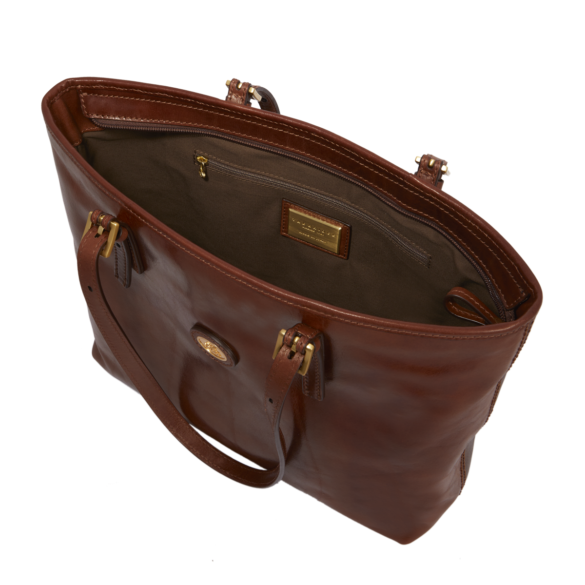 the-bridge-borsa-shopper-in-pelle-da-donna-con-zip-marrone-oro image 4