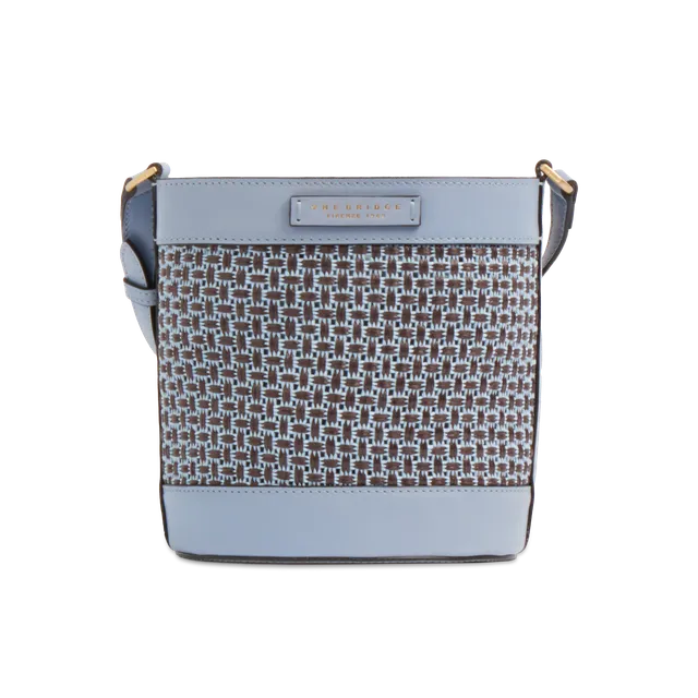 the-bridge-luna-borsa-secchiello-in-rafia-e-cotone-con-pelle-acqua-oro image 1