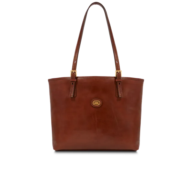 the-bridge-borsa-shopper-in-pelle-da-donna-con-zip-marrone-oro image 1