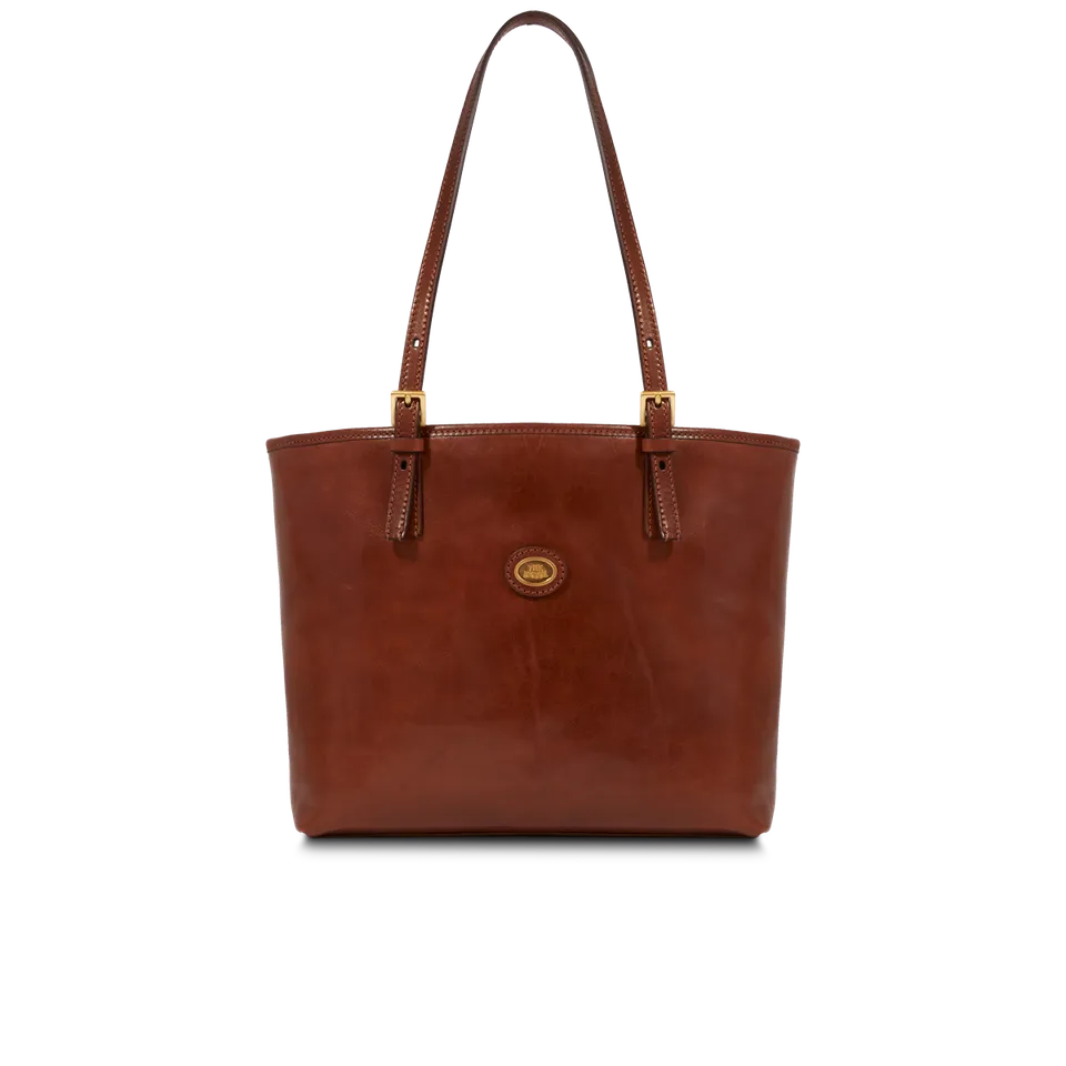 the-bridge-borsa-shopper-in-pelle-da-donna-con-zip-marrone-oro image 1