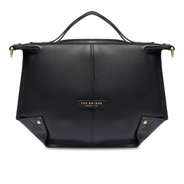 the-bridge-drv-icons-borsa-tracolla-pelle-taglia-m-nero-oro image 1