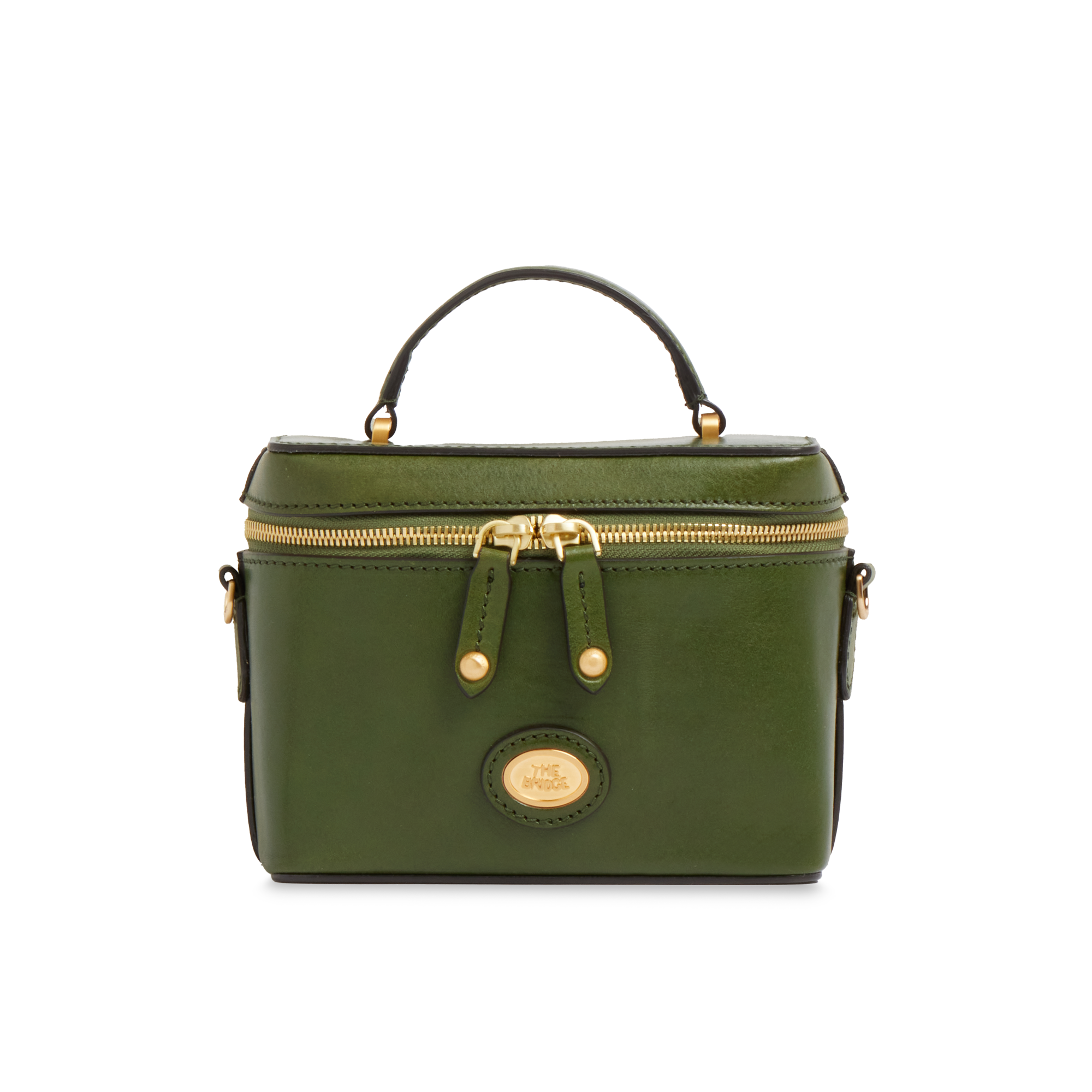 the-bridge-bauletto-in-pelle-verde-maggiorana-oro-con-tracolla-removibile image 1