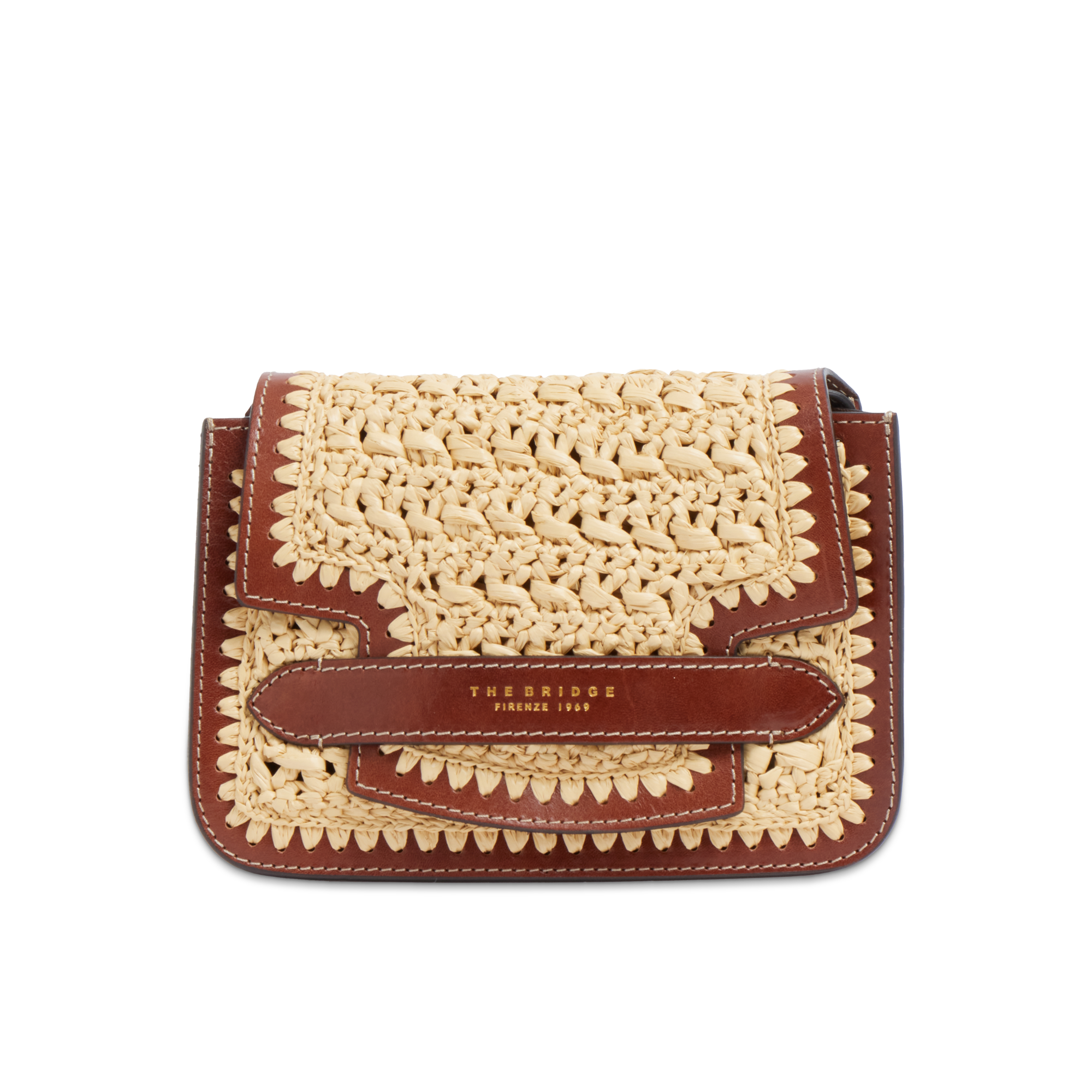 the-bridge-lucrezia-wow-borsa-tracolla-donna-in-pelle-e-rafia-marrone-oro image 1