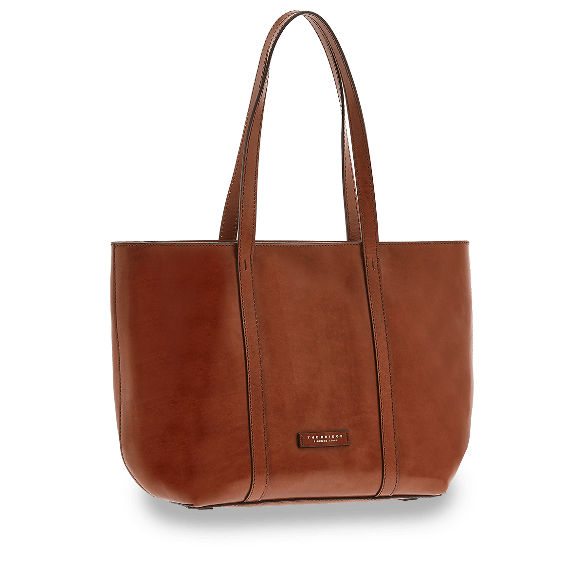 the-bridge-borsa-shopper-in-pelle-chiusa-con-zip-marrone-oro image 1