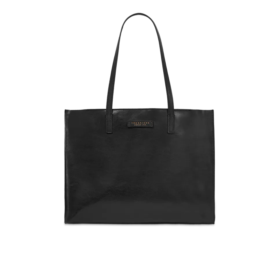 the-bridge-mirra-borsa-shopper-in-pelle-donna-nero-oro image 1