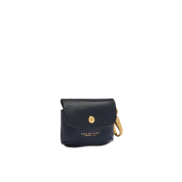 the-bridge-custodia-airpods-in-pelle-bovina-blu-navy-oro-unisex image 1